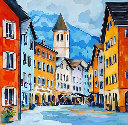 Kitz Hinterstadt-Öl/Leinwand 100x100cm