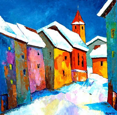 Kitzbühel Hinterstadt II Öl/LW 100x100cm