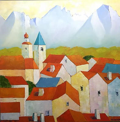 Kitzbühel Vorderstadt Öl/LW 100x100cm