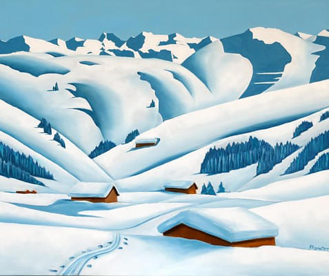 Auracher Schneeberge Öl/LW 100x120cm