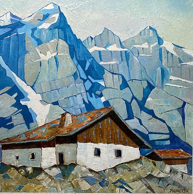 Eggen Alm Öl/LW 100x100cm