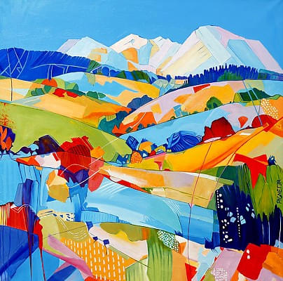 Frühling in den Alpen Öl auf LW 100x100cm