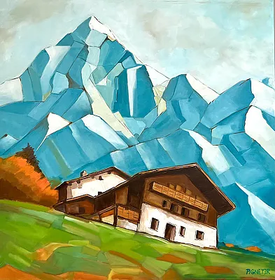 Herbst in Tirol-Öl auf Leinwand Format:100x100cm Preis: 7.900.-