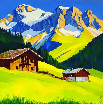 Kaser alm-Öl/Leinwand 100x100cm