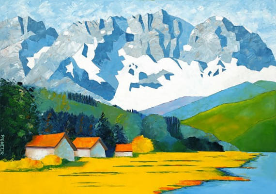 Rehbichl mit Wilden Kaiser Öl auf LW 120x100cm