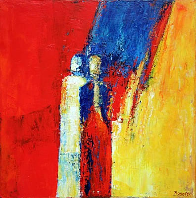 Blue and Red Öl/LW 100x100cm