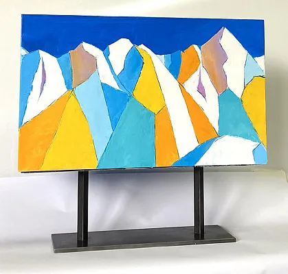 Kitz Alpen auf Holz gemalt Format: 40/60/20cm