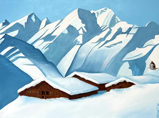 Brunnalm Öl auf Leinwand Format 80x100cm