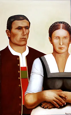 Die Bauernhochzeit-Öl auf Leinwand Format: 80x160cm