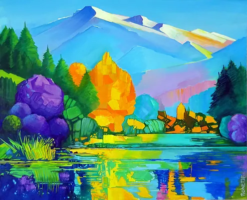 Gieringer Weiher-Öl auf Leinwand Format:100x120cm