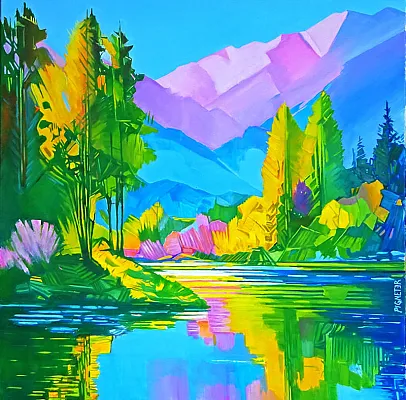 Geringer Weiher 5 Öl auf Leinwand Format:80x80cm