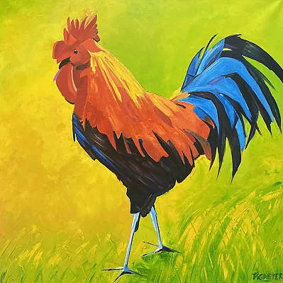 Hahn 1-Öl auf Leinwand Format:100x100cm