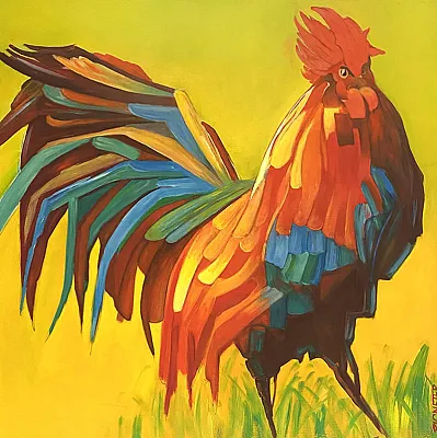 Hahn 2 -Öl auf Leinwand Format:100x100cm