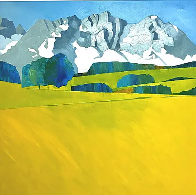 Goldwiese-Öl auf Leinwand Format:100x100cm