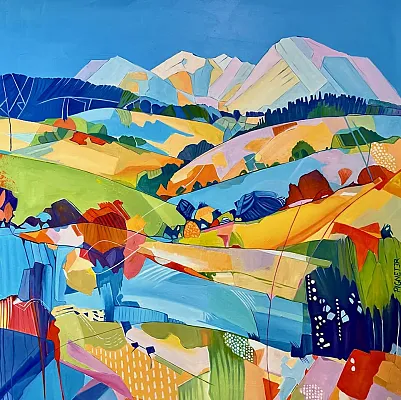 Frühling in Tirol-Öl auf Leinwand Format:100x100cm