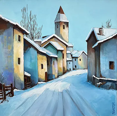 Kitz Stadt in der Dämmerung Öl/ Leinwand Format:80x80cm