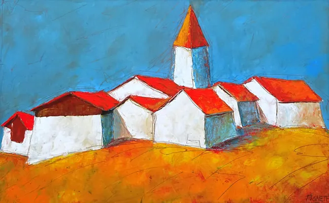 Locker Höfe-Öl auf Holz Format:80x120cm