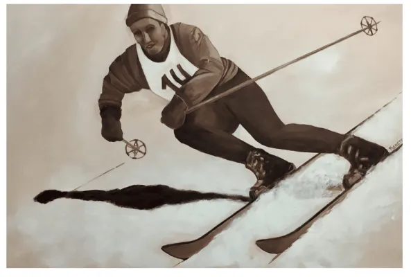 Ski Vintage -Öl auf Leinwand Format:80x120cm