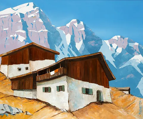 Steinberg Alm -Öl auf Leinwand Format: 100x80cm