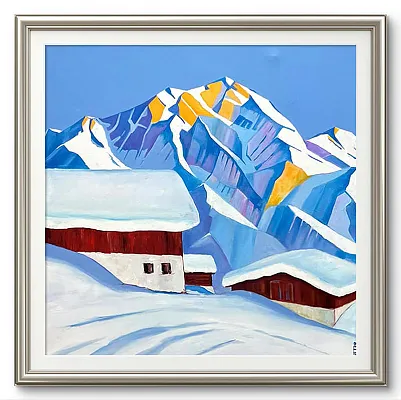 Wieg Alm -Öl auf Leinwand Format: 100x100cm 