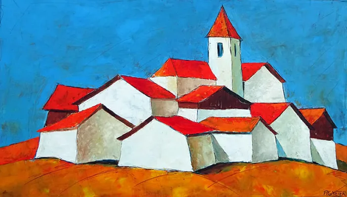 Zimm Höfe-Öl auf Leinwand Format: 120x70cm